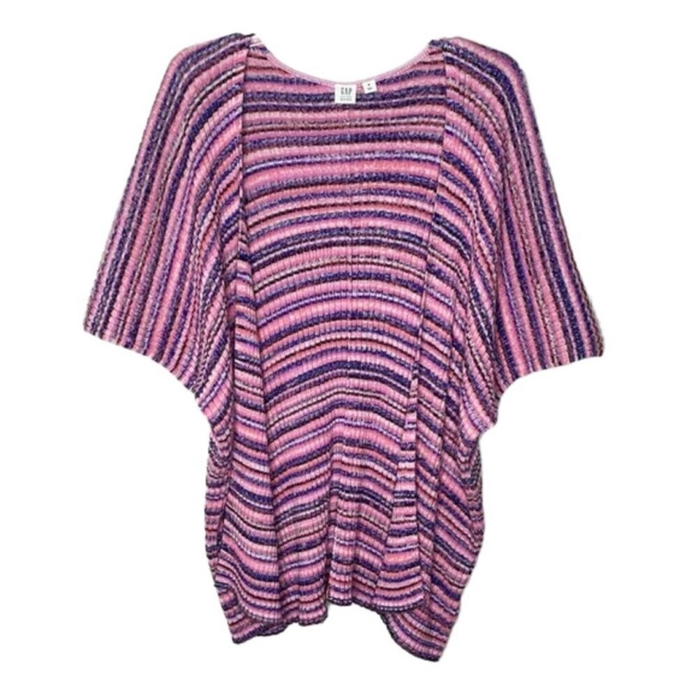 GAP FOR GOOD Open Front Short Sleeve Spacedye Cardi In Pink/Purple/Blue M ✨NWOT✨